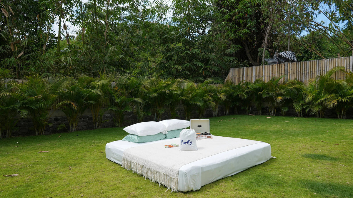 Pet-friendly bedroom with bamboo bedding layers