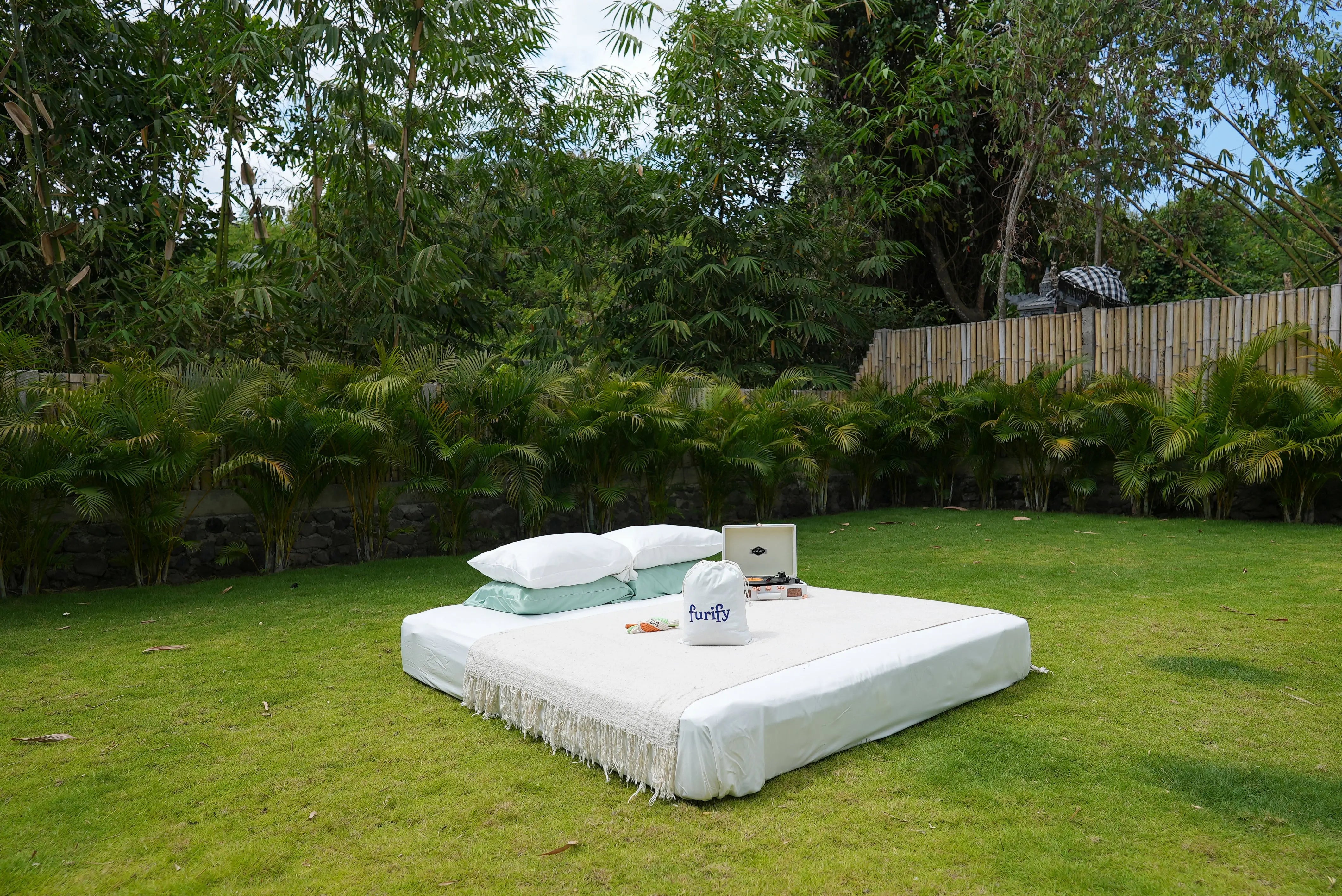 Pet-friendly bedroom with bamboo bedding layers